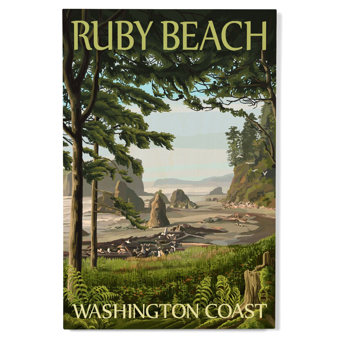 Ruby Beach, Washington Coast, Lantern Press Artwork, Wood Signs and Postcards