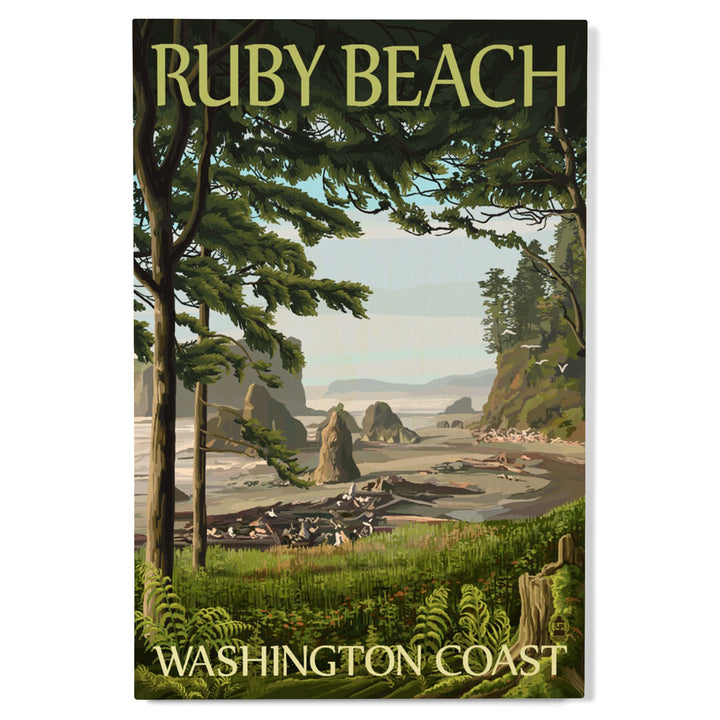 Ruby Beach, Washington Coast, Lantern Press Artwork, Wood Signs and Postcards