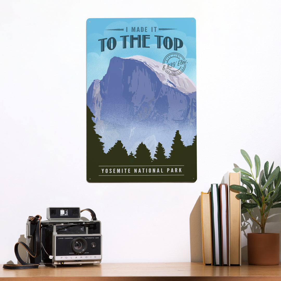 Yosemite National Park, California, I Made it to the Top, Half Dome, Lithograph, Metal Signs