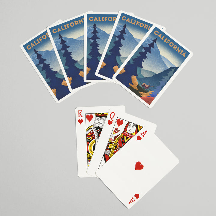 Playing Cards, California, Lithograph, Elk and Mountain Scene, 52 Card Deck with Jokers in Box, Unique Art