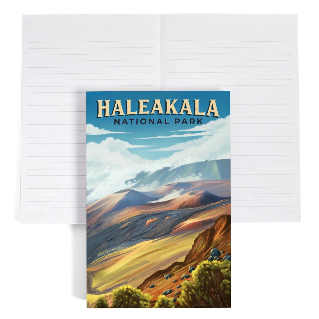 Lined 6x9 Journal, Haleakalā National Park, Hawaii, Oil Painting, Lay Flat, 193 Pages, FSC paper