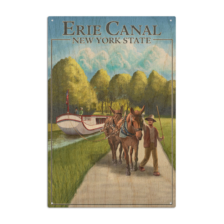 New York, Erie Canal & Horses, Lantern Press Artwork, Wood Signs and Postcards