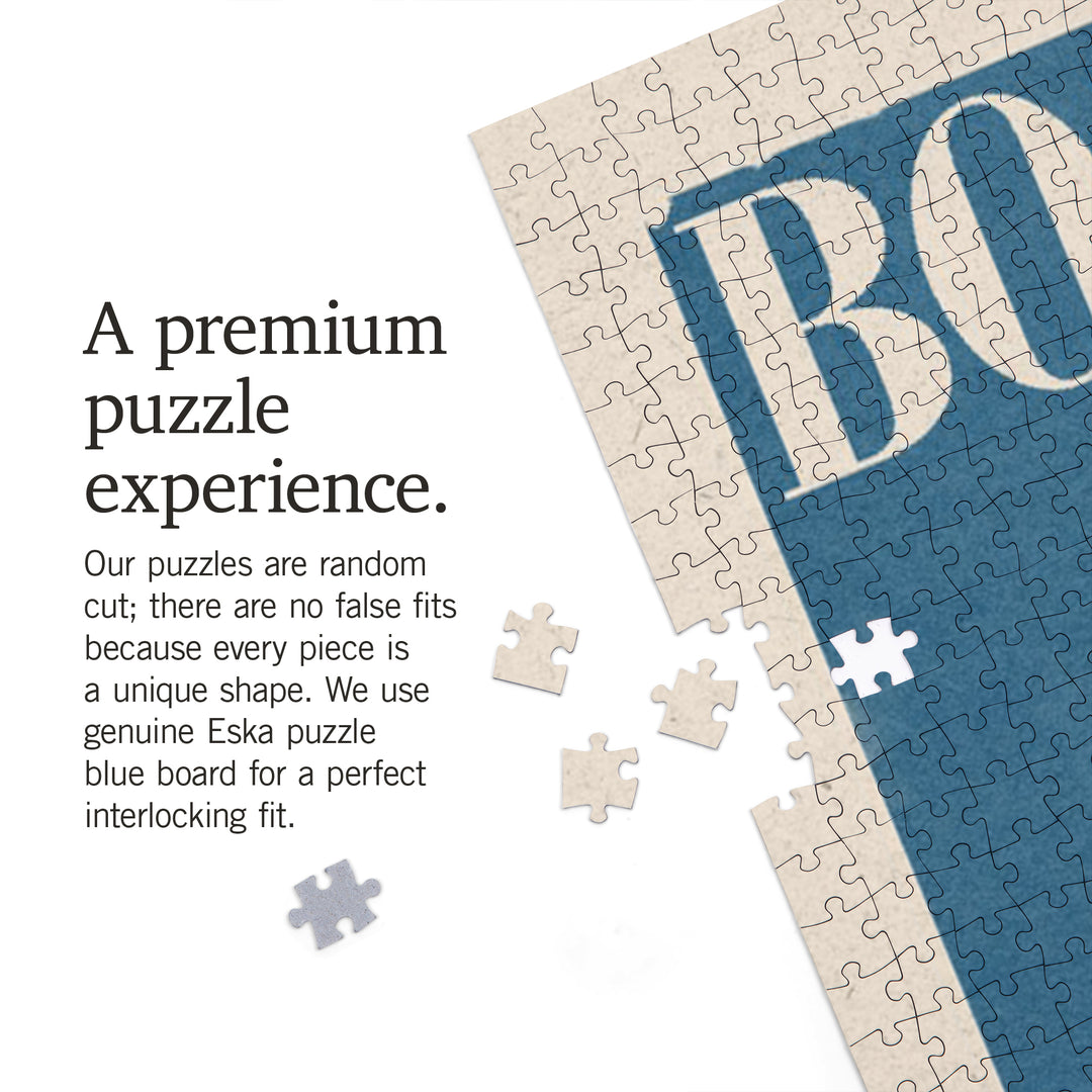 Boston, Massachusetts, Landmarks, Woodblock, 1000 Piece Jigsaw Puzzle