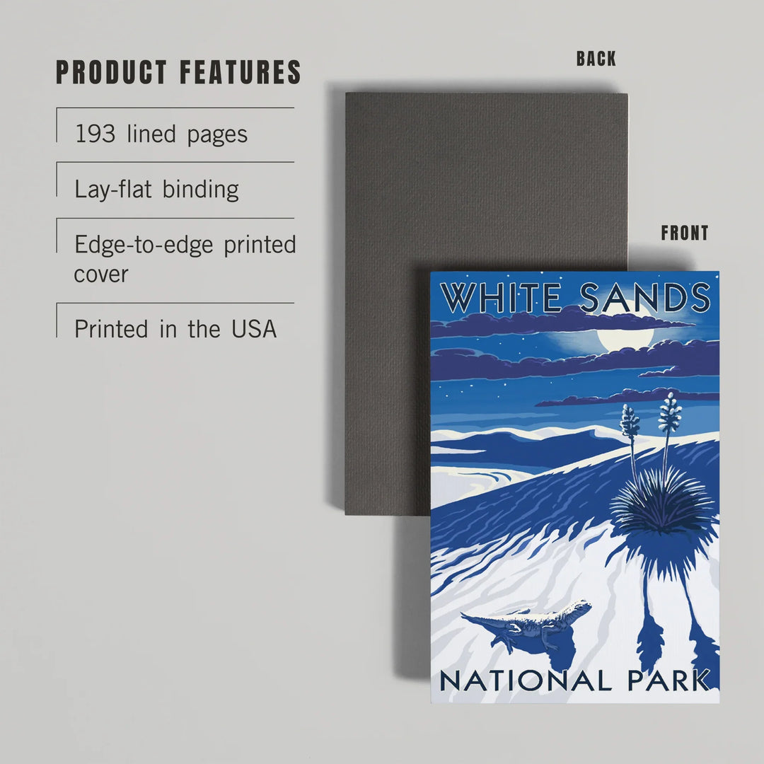 Lined 6x9 Journal, White Sands National Park, New Mexico, Night Scene, Lay Flat, 193 Pages, FSC paper