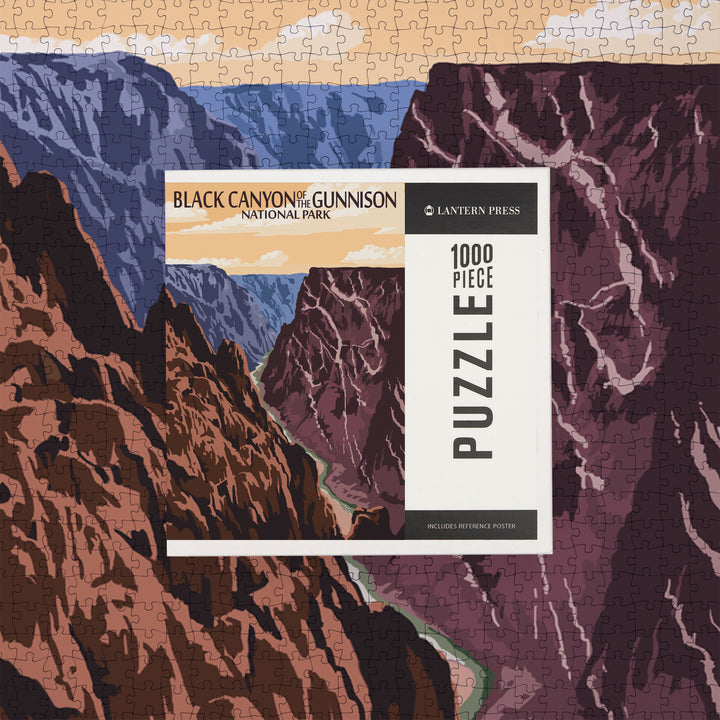 Black Canyon of the Gunnison National Park, Colorado, River and Cliffs, Painterly Series, Jigsaw Puzzle