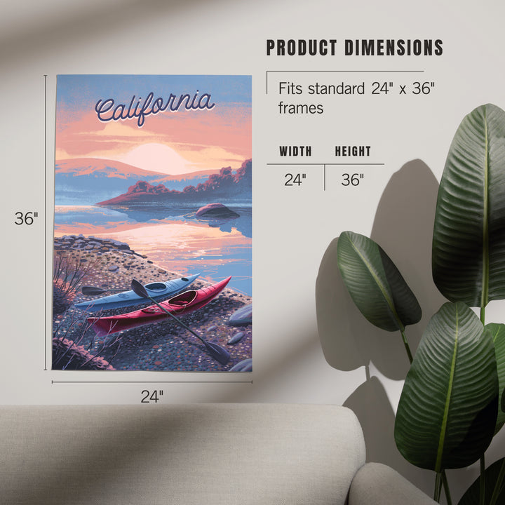 California, Glassy Sunrise, Kayak, Art & Giclee Prints - Lantern Press