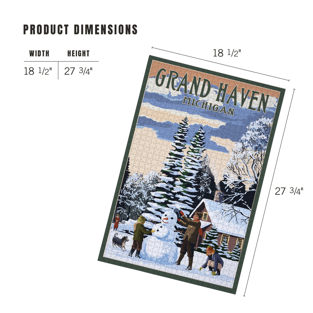 Grand Haven, Michigan, Snowman Scene, Jigsaw Puzzle