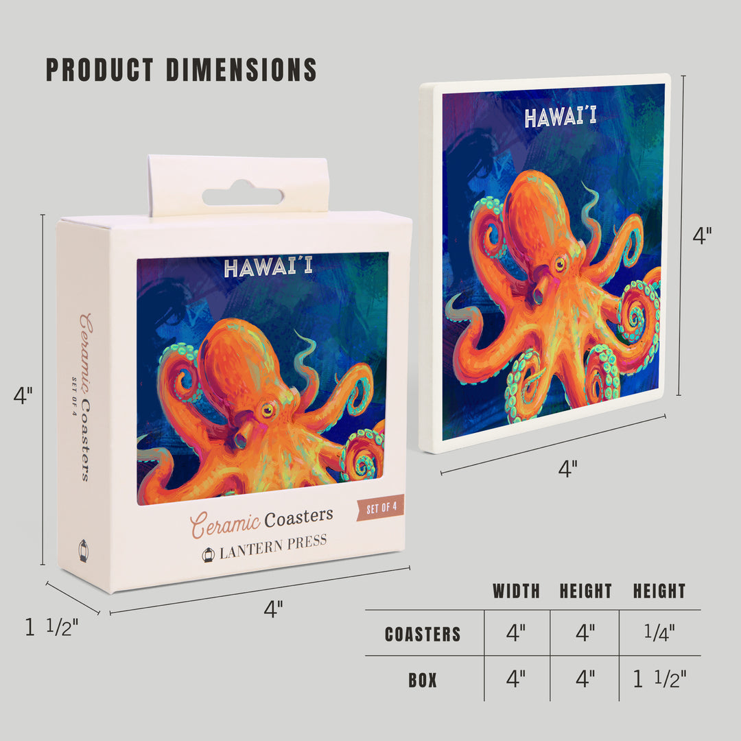 Hawaii, Vivid, Octopus, Coasters