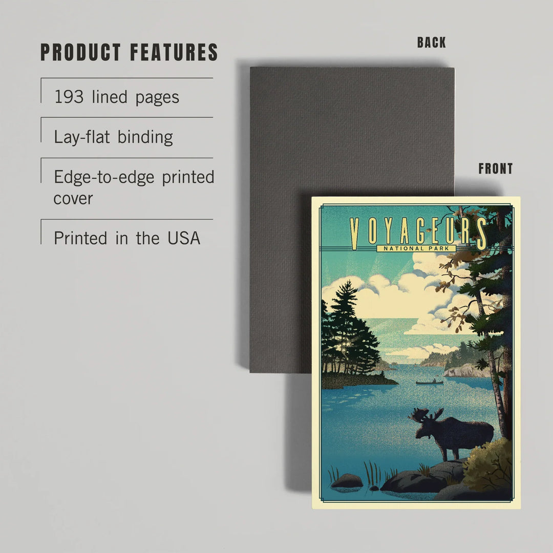 Lined 6x9 Journal, Voyageurs National Park, Minnesota, Lithograph National Park Series, Lay Flat, 193 Pages, FSC paper
