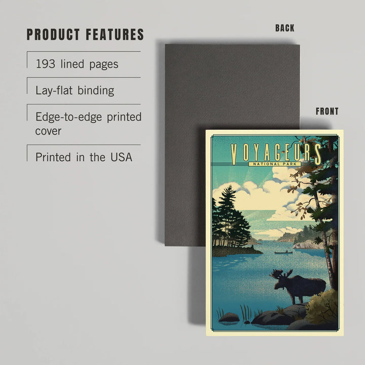 Lined 6x9 Journal, Voyageurs National Park, Minnesota, Lithograph National Park Series, Lay Flat, 193 Pages, FSC paper