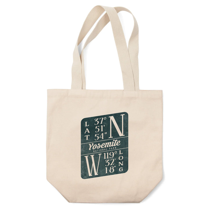 Yosemite National Park, California, Latitude and Longitude,, Tote Bag