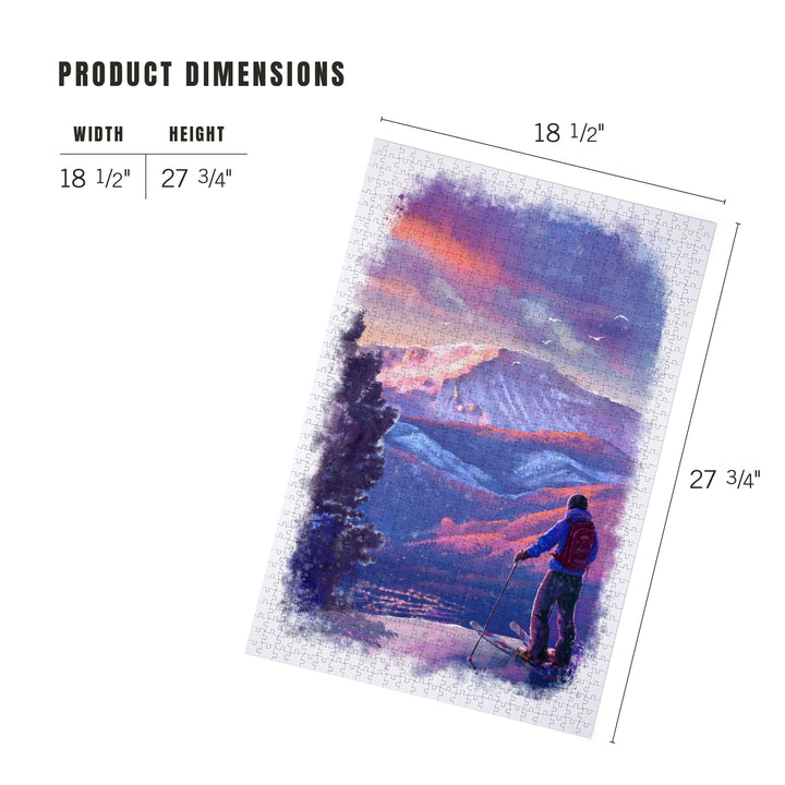 Watercolor Study, Purple Skies, Ski View, 1000 Piece Jigsaw Puzzle