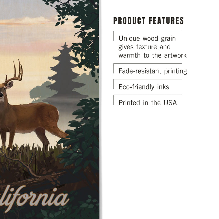 California, Painterly, Deer and Sunrise, Wood Sign and Postcards