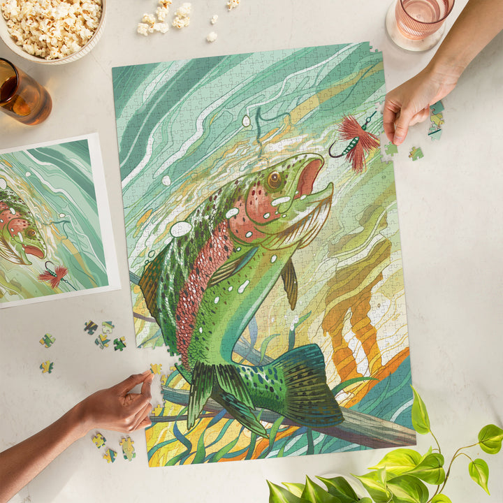 Fishing, Underwater Trout, Jigsaw Puzzle