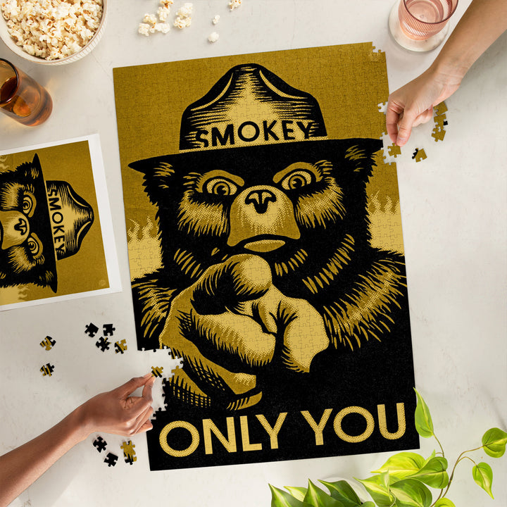 Smokey Bear, Only You, Halftone Yellow, Officially Licensed, Jigsaw Puzzle