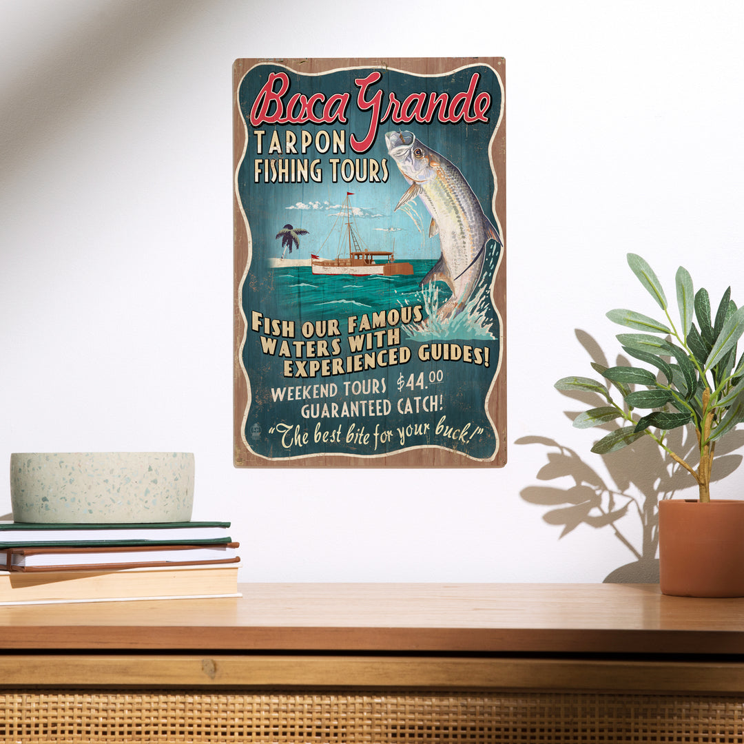 Boca Grande, Florida, Tarpon Fishing Tours, Wood Sign and Postcards