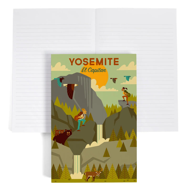 Lined 6x9 Journal, Yosemite National Park, California, El Capitan, Geometric National Park Series, Lay Flat, 193 Pages, FSC paper