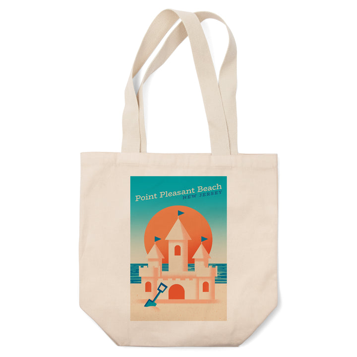 Point Pleasant Beach, New Jersey, Sun-faded Shoreline Collection, Sand Castle on Beach, Tote Bag