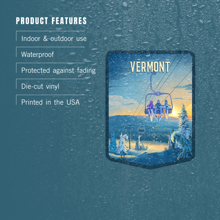 Vermont, Lithograph, Chairlift, Vinyl Sticker