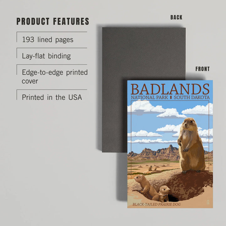 Lined 6x9 Journal, Badlands National Park, South Dakota, Prairie Dogs, Lay Flat, 193 Pages, FSC paper