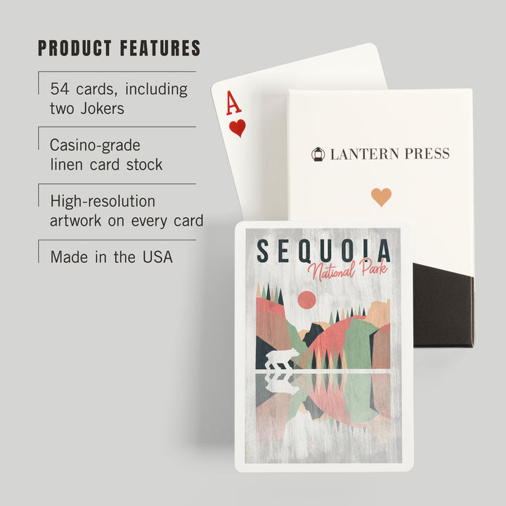 Playing Cards, Sequoia National Park, Bear, Geometric Opacity, 52 Card Deck with Jokers in Box, Unique Art
