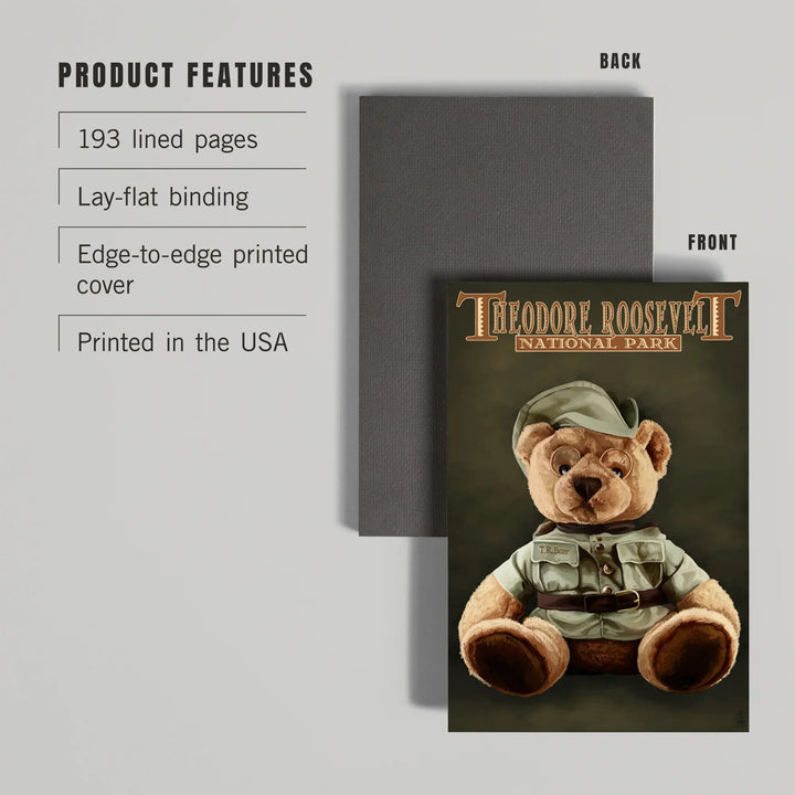 Lined 6x9 Journal, Theodore Roosevelt National Park, Teddy Bear, Lay Flat, 193 Pages, FSC paper