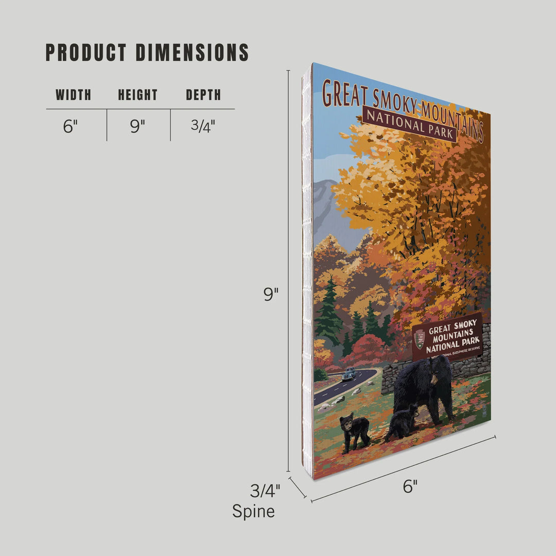 Lined 6x9 Journal, Great Smoky Mountains National Park, Park Entrance and Bear Family Press, Lay Flat, 193 Pages, FSC paper