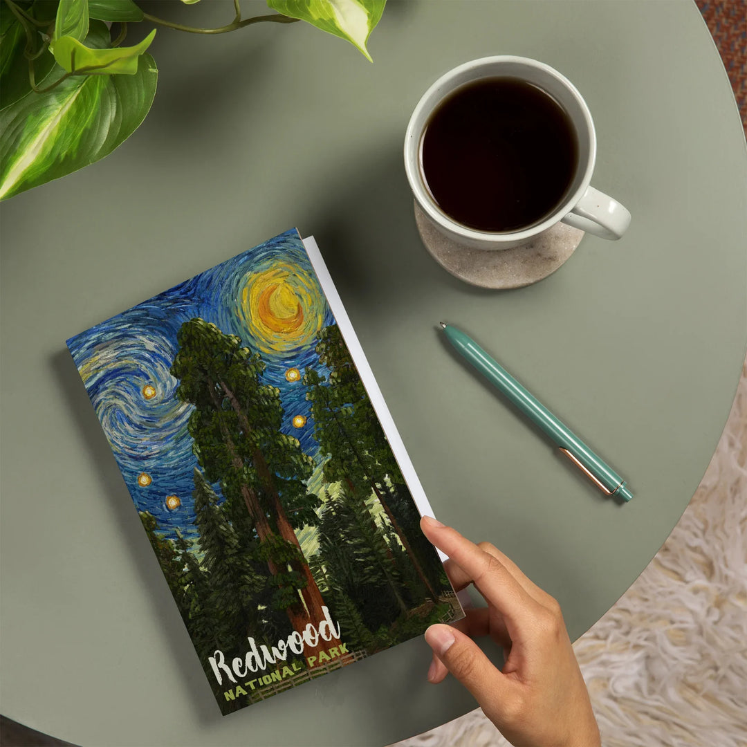 Lined 6x9 Journal, Redwood National Park, Starry Night National Park Series, Lay Flat, 193 Pages, FSC paper