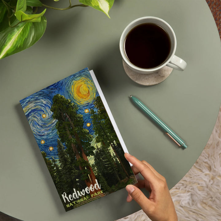 Lined 6x9 Journal, Redwood National Park, Starry Night National Park Series, Lay Flat, 193 Pages, FSC paper