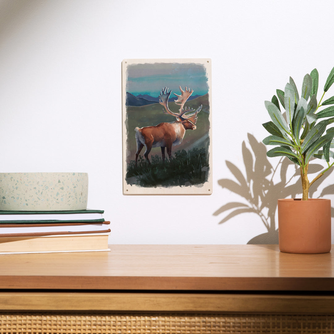 Watercolor Study, Caribou, Wood Signs and Postcards