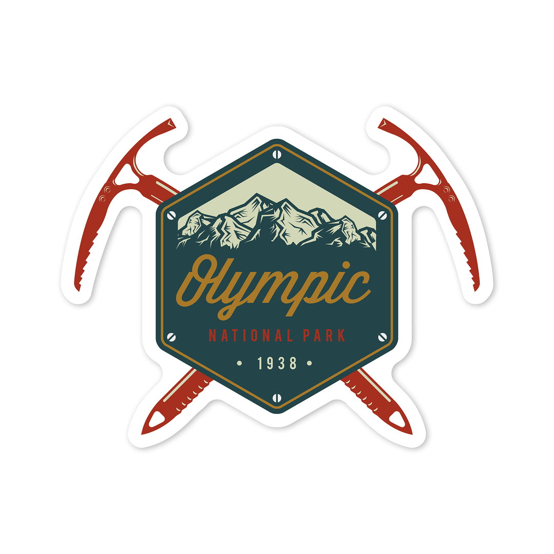 Olympic National Park, Washington, Mountains with Ice Picks, Contour, Lantern Press Artwork, Vinyl Sticker
