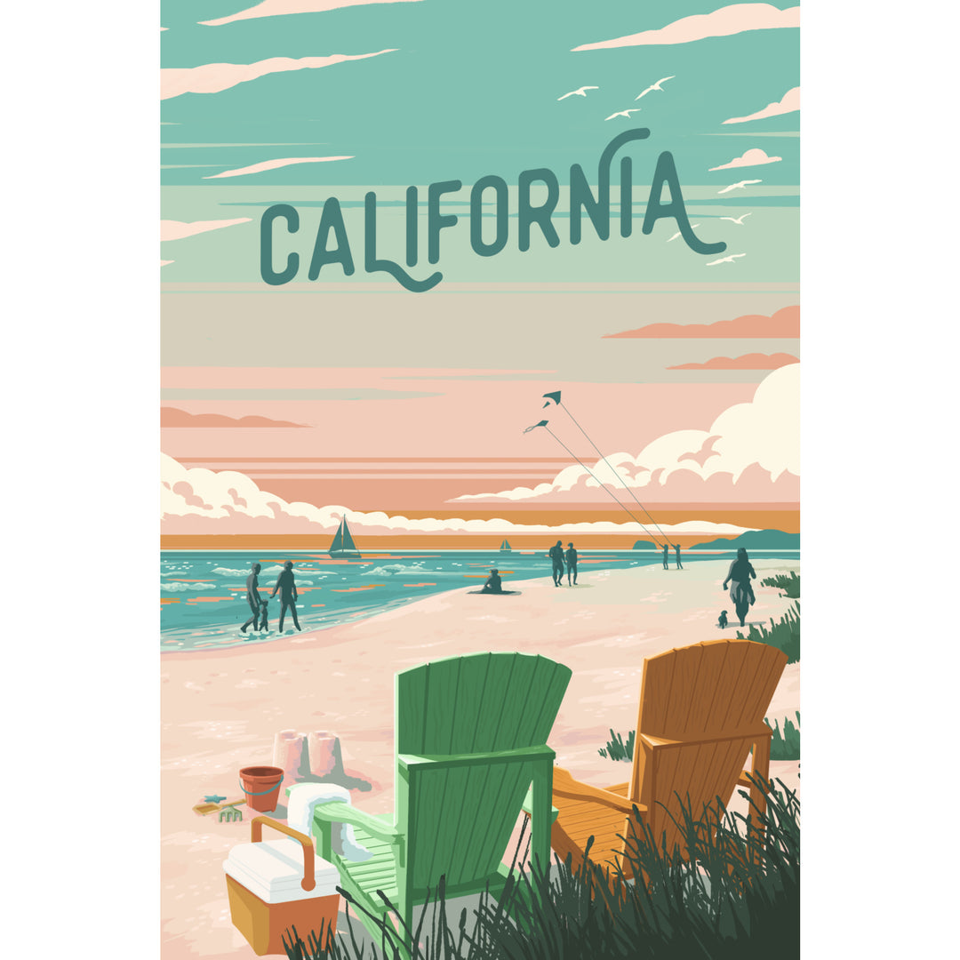 California, Painterly, Bottle This Moment, Beach Chairs, Stretched Canvas