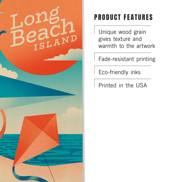 Long Beach Island, New Jersey, Sun-faded Shoreline Collection, Kites on Beach, Wood Sign and Postcards