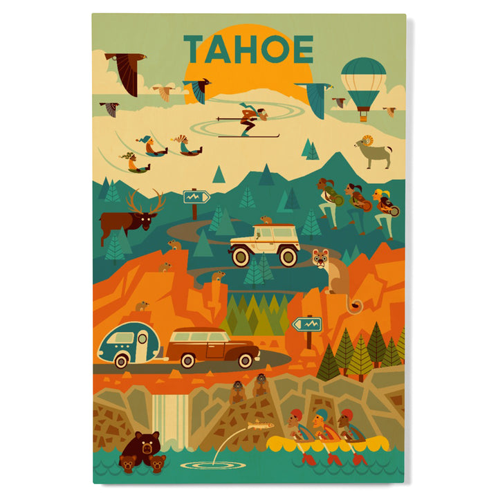 Lake Tahoe, California, Geometric, Tahoe, Wood Signs and Postcards