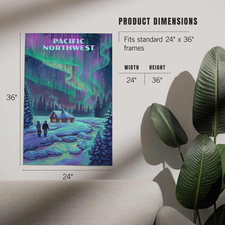 Pacific Northwest, Northern Lights and Cabin, Art & Giclee Prints