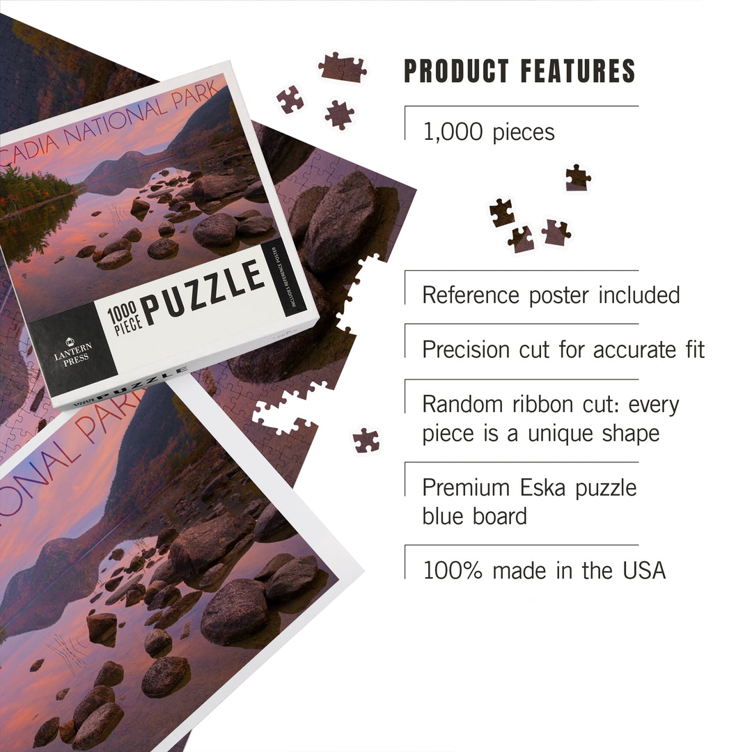 Acadia National Park, Maine, Jordan Pond at Sunset, 1000 Piece Jigsaw Puzzle