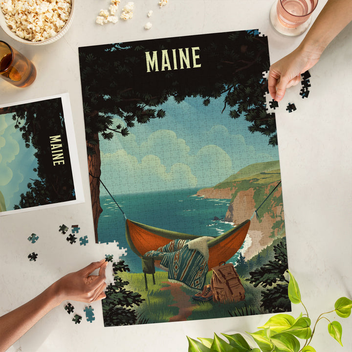 Maine, Today's Office, Coastal Series, Hammock on Beach, 1000 Piece Jigsaw Puzzle