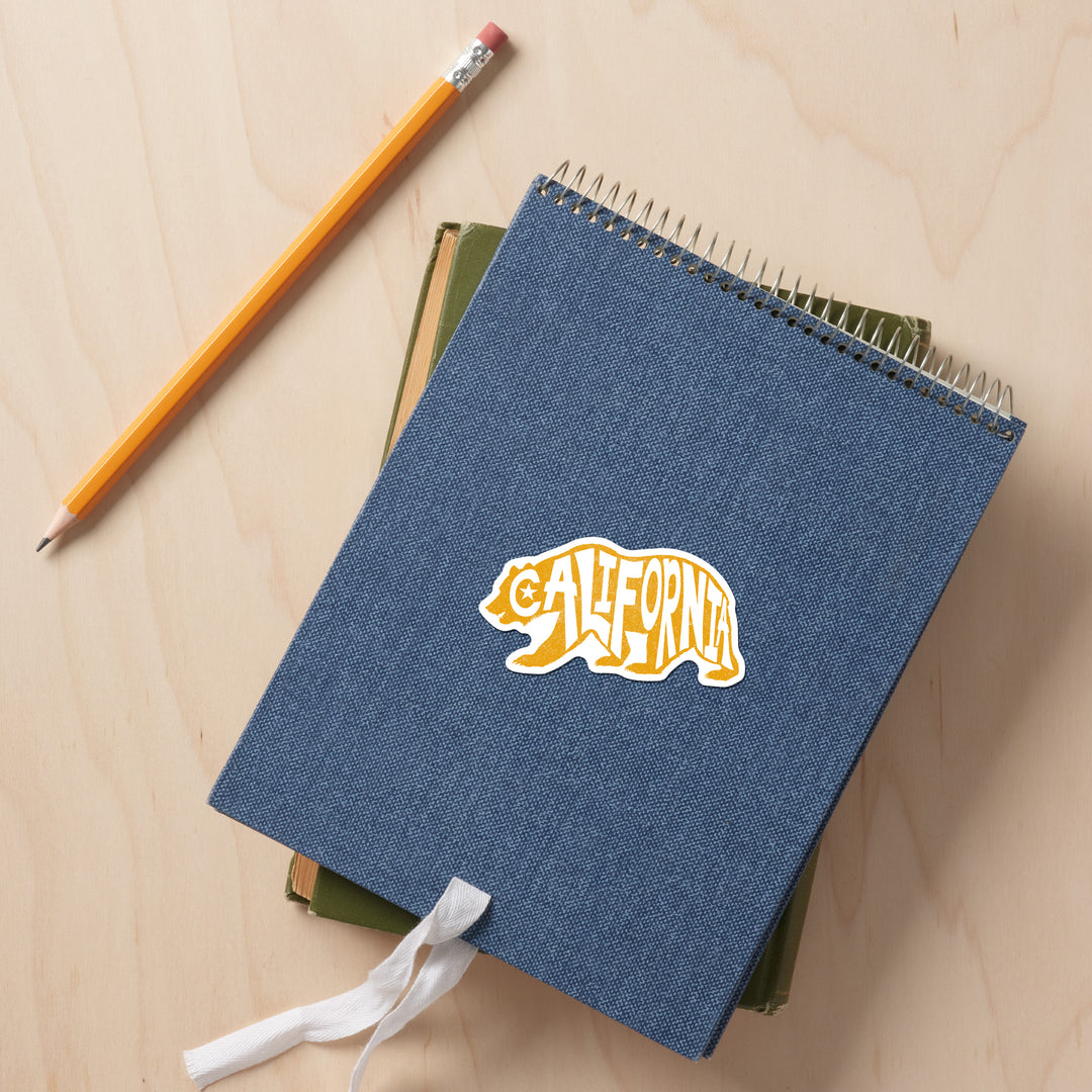 California, Typography, Bear Outline, Vinyl Sticker
