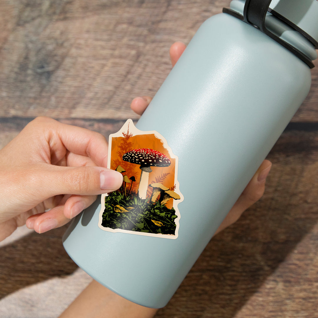 Retro Print Collage, Mushrooms, Vinyl Sticker