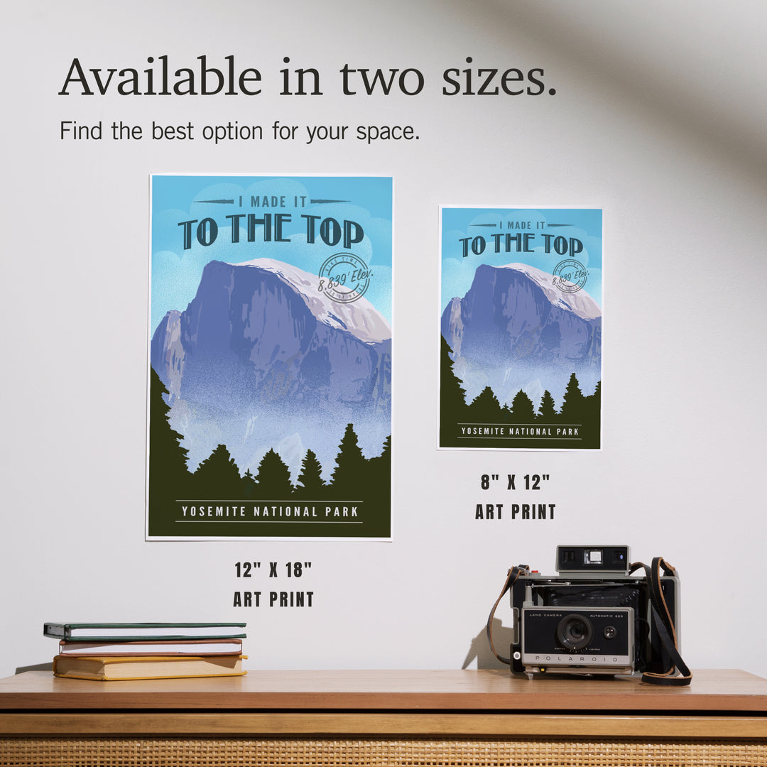 Yosemite National Park, California, I Made it to the Top, Half Dome, Lithograph, Art & Giclee Prints