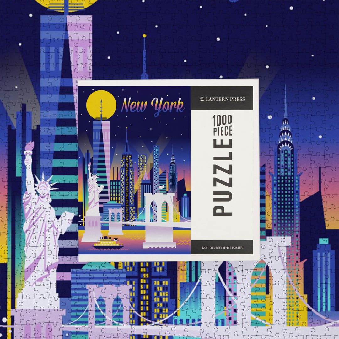 New York City, Retro Skyline Chromatic Series, Jigsaw Puzzle