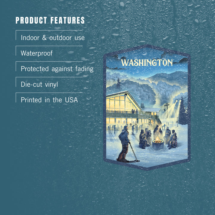 Washington, Lithograph, Snow Lodge, Vinyl Sticker