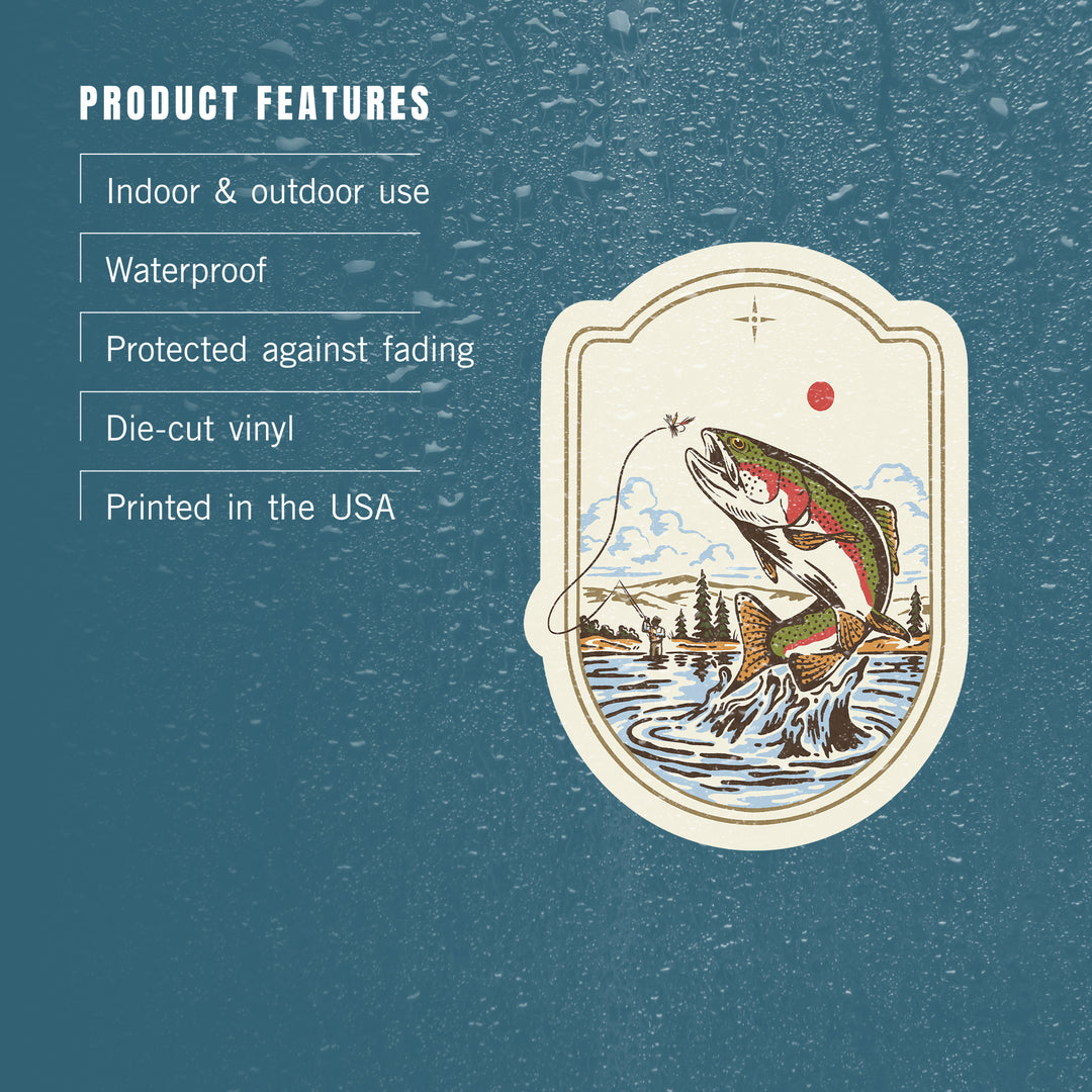 Vintage Linework, Trout Fishing, Vinyl Sticker