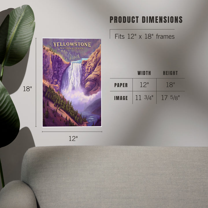 Yellowstone National Park, Wyoming, Oil Painting, Yellowstone Falls, Art & Giclee Prints