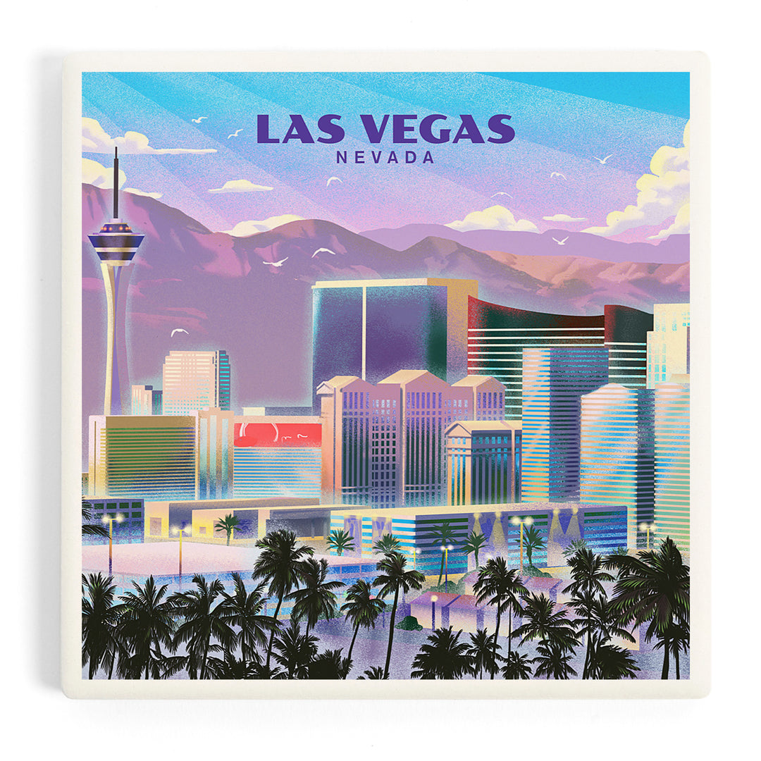 Las Vegas, Nevada, Lithograph, City Series, Coasters