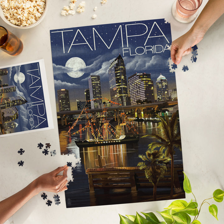 Tampa, Florida, Skyline at Night, Jigsaw Puzzle