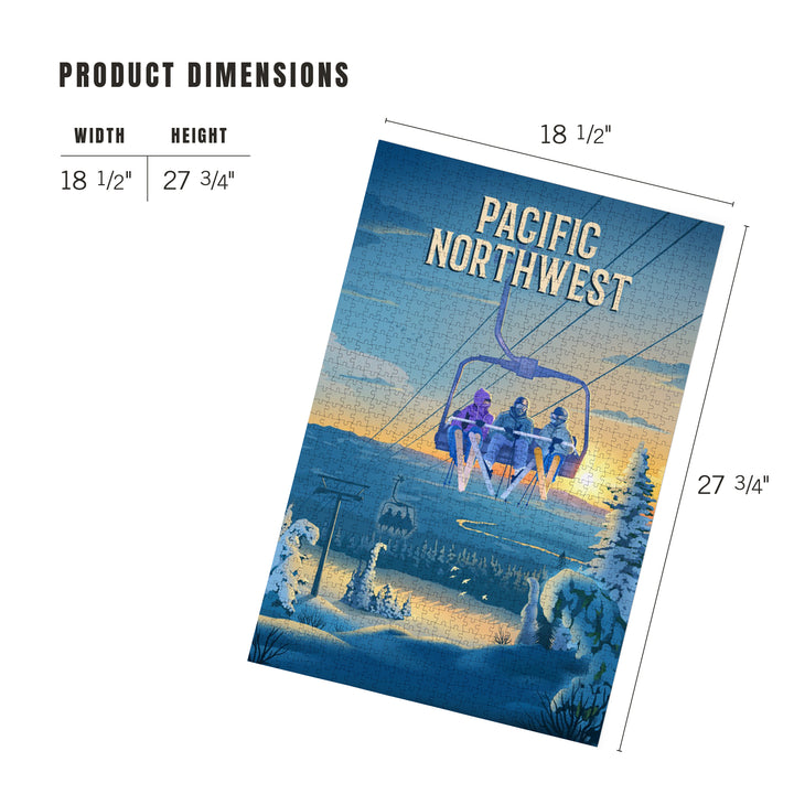 Pacific Northwest, Lithograph, Chairlift, 1000 Piece Jigsaw Puzzle
