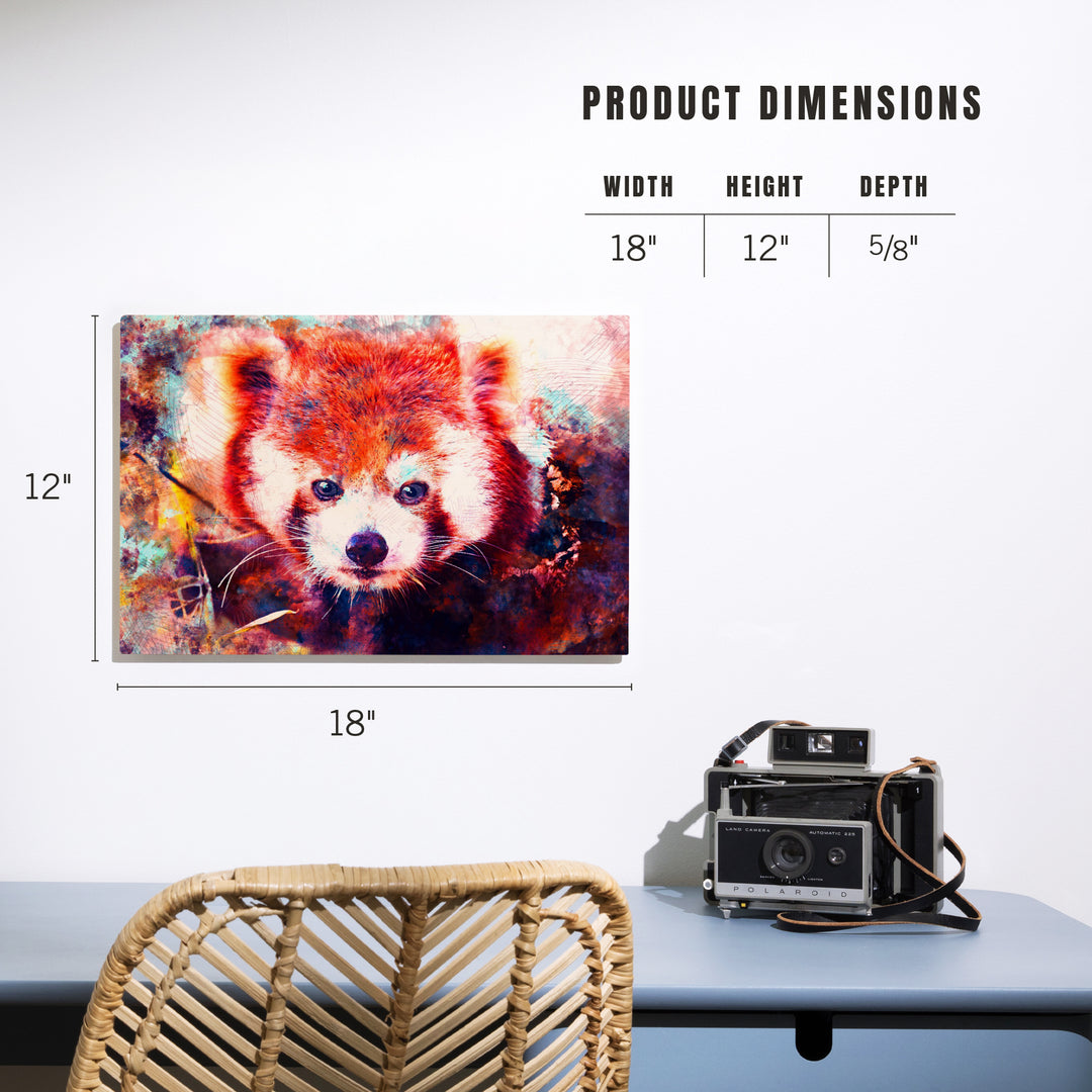 Red Panda, Vibrant Watercolor, Lantern Press Artwork, Wood Signs and Postcards