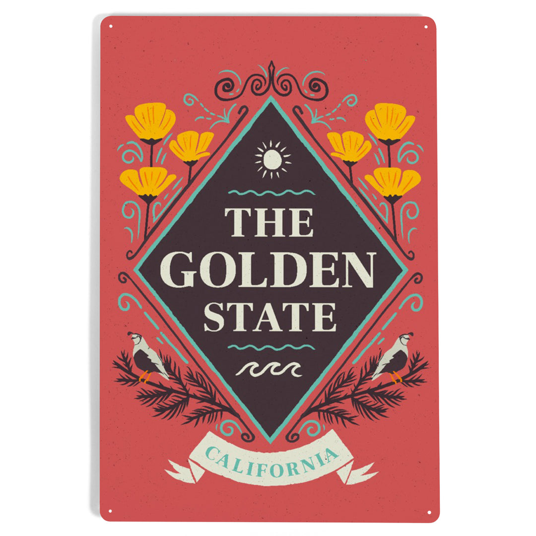 California, State Motto Crest, State Series, Metal Signs - Lantern Press