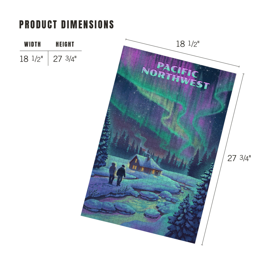 Pacific Northwest, Northern Lights and Cabin, 1000 Piece Jigsaw Puzzle